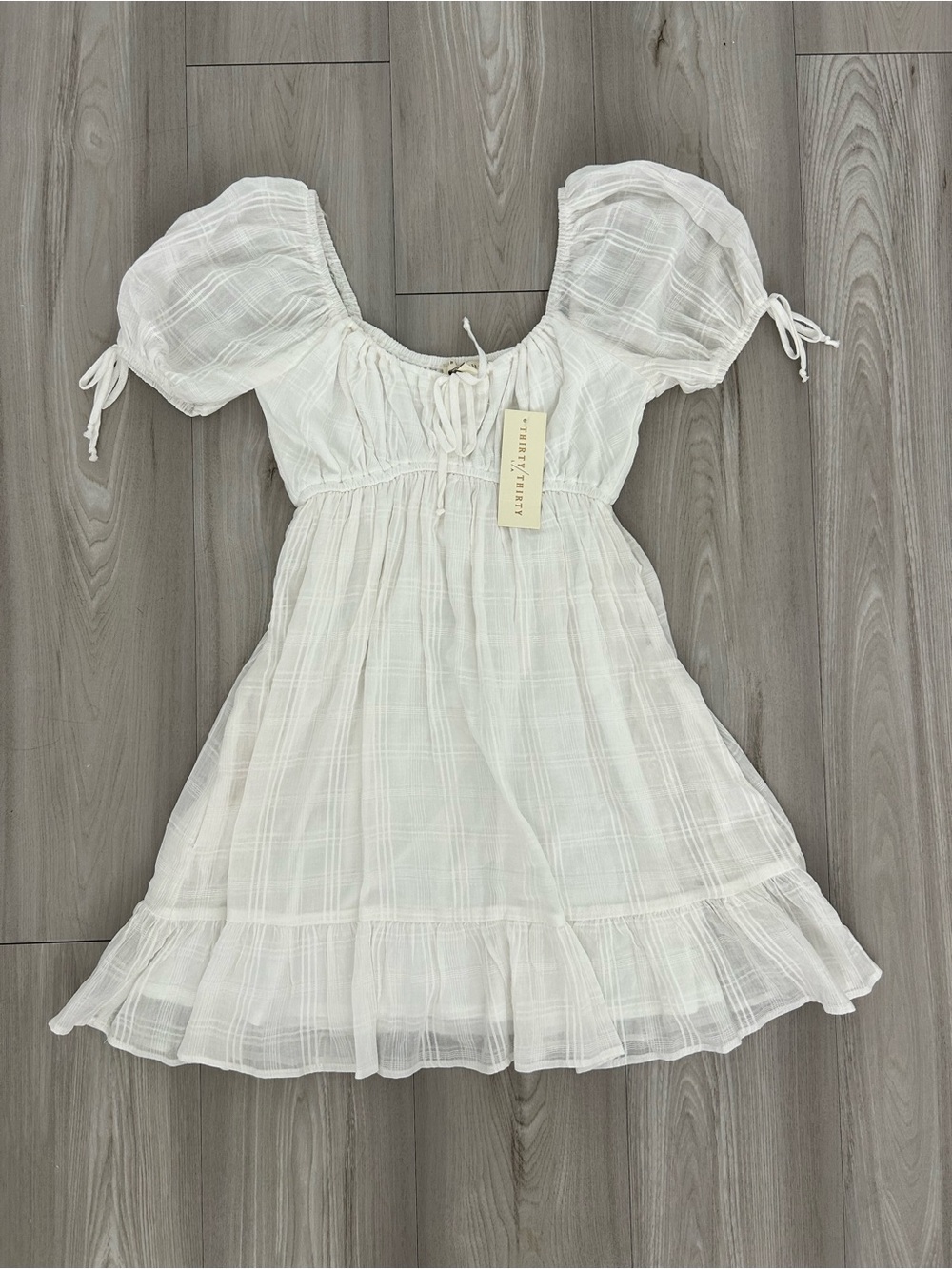 NWT Thirty Thirty LA White Puff-Sleeve Mini Dress